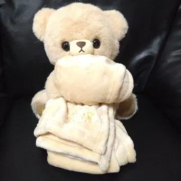 따뜻한 곰돌이 담요 포함 봉제 인형 (베이지) 택 포함 미사용