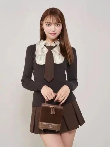 셔츠 도킹 니트 미니 원피스