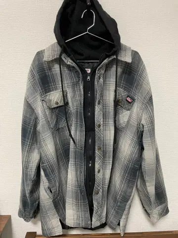 Dickies 체크 무늬 후드 부착 자켓 XL