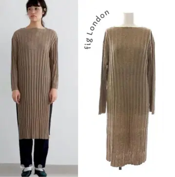 fig London 피그 런던*롱 기장 긴팔 리브 니트 원피스 모카