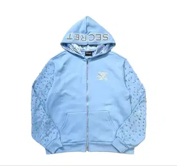 시크릿 셋업 시크릿 지퍼 후드티 스카이블루