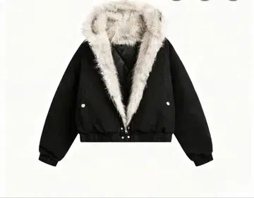 크롭 퍼 자켓 블랙 y2k