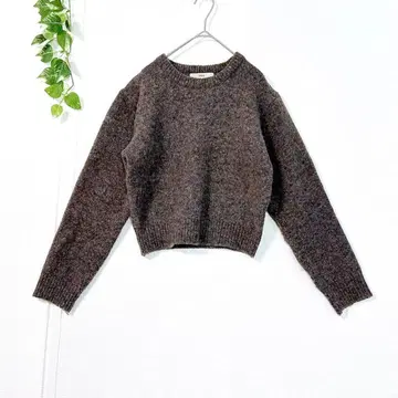 [ Didot. ] 믹스 컬러 라운드 니트 울 두꺼운 원단 숏 기장