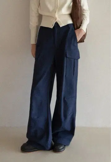 EGGKA 카고 스트레이트 팬츠 네이비