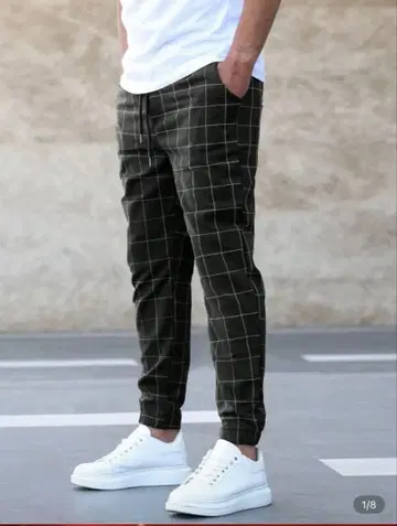 스타일리시 블랙 조거 팬츠 레귤러 핏