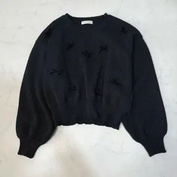 프로포션 바디 드레싱 리본 니트 풀오버 블랙