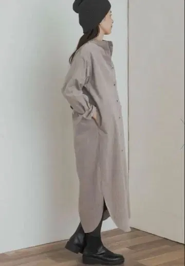 URBAN RESEARCH DOORS 코듀로이 셔츠 원피스 베이지