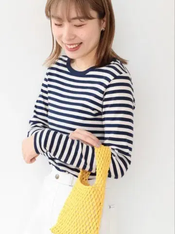 BEAMS BOY 플라이스 1cm 보더 T셔츠