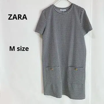 ZARA TRAFALUC 자라 원피스 M 하운드투스 패턴 미니 반팔