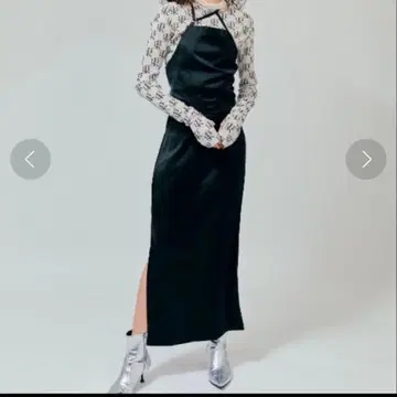 택 포함 미사용 새상품 led.tokyo 크로스 넥스트랩 롱 원피스