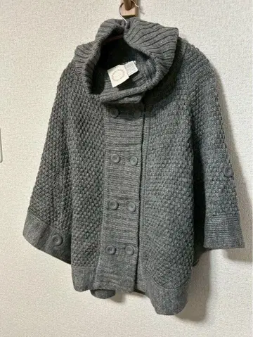 케이블 니트 그레이 판초 가디건 M