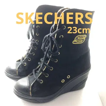 스케쳐스 웨지솔 레이스업 부츠 레오파드