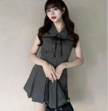 YUI 기획 슬리브리스 셔츠 미니 원피스