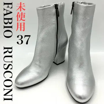 파비오 루스코니 미들 부츠 23.5cm 실버 사이드 지퍼 힐