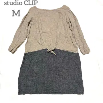 studio CLIP 마 혼방 그레이와 네이비 튜닉 M