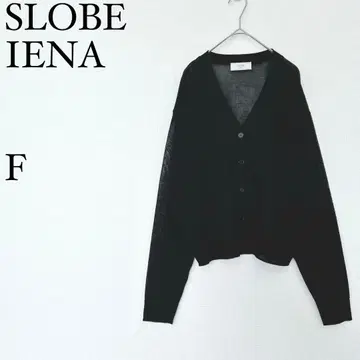 이에나 SLOBE IENA V넥 가디건 시어 비침 블랙 F