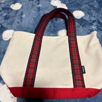 familiar 토트백 화이트/레드 체크 무늬