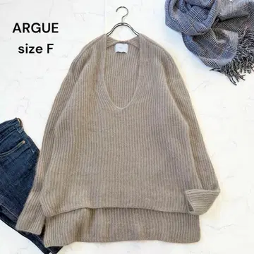 ARGUE 라쿤 혼방 V넥 니트 복슬복슬