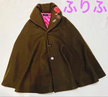 새상품급 후리후 다크 브라운 울 판초 일본 의류에도