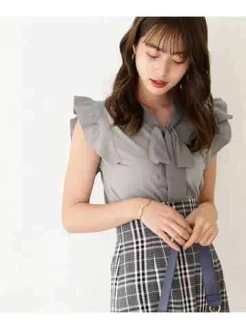 택 포함 미사용 새상품! 리본 니트 풀오버 그레이 PROPORTION