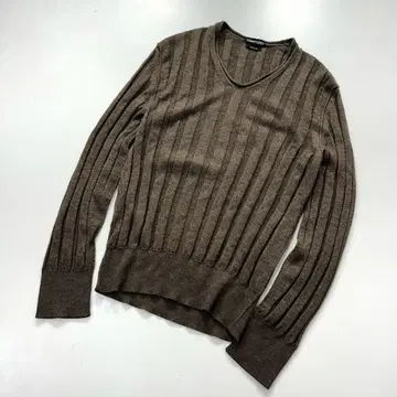 새상품급 TOM FORD 캐시미어 실크 리브 니트 48 브라운 V넥