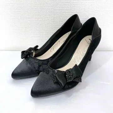 크라임 펌프스 결혼식 [24] 레이스 리본 스틸레토 블랙