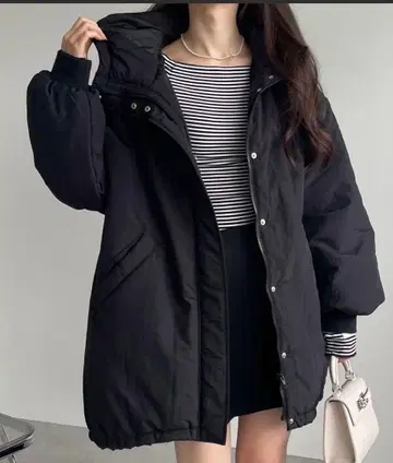 andme 나일론 오버 사이즈 몬스터 후드티 다운 코트