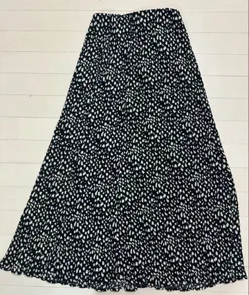 RETRO GIRL 흑백 도트 패턴 롱 스커트