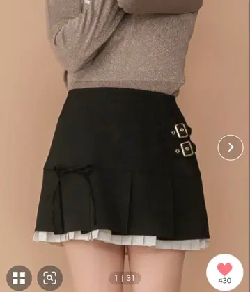 PriCHOU 프릴 플리츠 미니 스커트 블랙