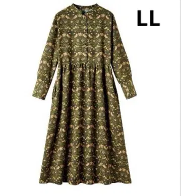 [ 새상품 ] 윌리엄 모리스 딸기 도둑 긴팔 원피스 LL 사이즈 카키