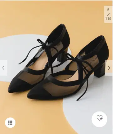 블랙 메쉬 리본 펌프스