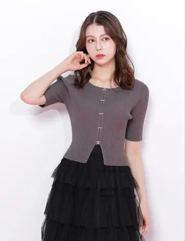 JILL BY JILLSTUART 리본 비쥬 리브 니트