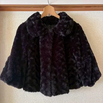 인조 모피 숏코트 케이프풍 볼레로 블랙 여성용 아우터