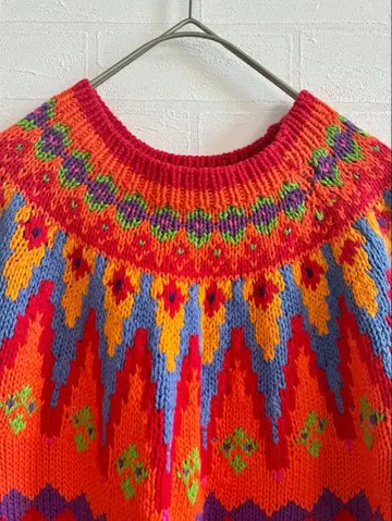 컬러풀한 기하학 패턴 긴팔 니트 M