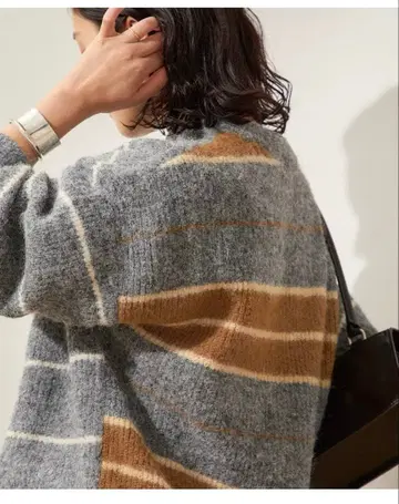 울 샤기 MIX 보더 풀오버