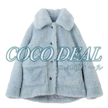 COCODEAL 택 포함 새상품 퍼 보아 블루종 라이트 블루 S
