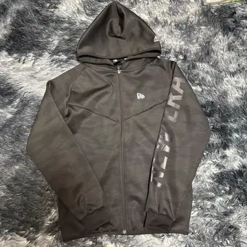 NEW ERA 풀 지퍼 후드티 M 블랙/그레이