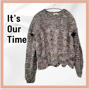 해외 구제 의류 It's Our Time 멀티 컬러 니트 밑단 물결무늬