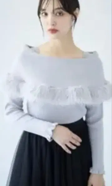 퍼 포함 프릴 케이프 슬리브 니트