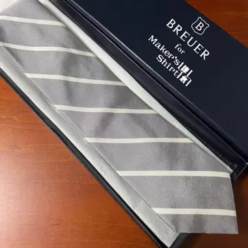가마쿠라 셔츠 BREUER 별주 레지멘탈 타이 스트라이프 넥타이 실버