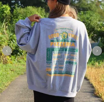 미사용 새상품 여성용 백 피자 프린트 풀오버 (Nozomi) L