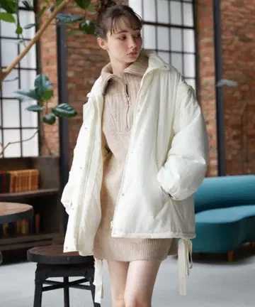 택 포함 새상품 아카이브 멀티 WAY 패딩 자켓 화이트 리본