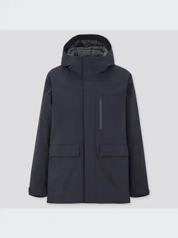 유니클로 UNIQLO 하이브리드 다운 후드티 M 블랙