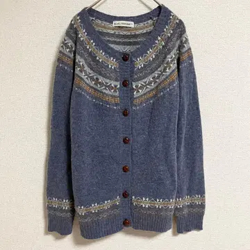 B.L.U.E 가디건 페어아일 패턴 긴팔 겨울 상품 버튼 M 사이즈