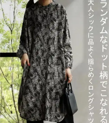 antiqua 안티카 롱 셔츠 셔츠 원피스 랜덤 도트 무늬
