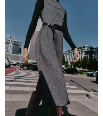 완판템 ZALA 자라 자카드 벨트 포함 세련된 롱 원피스