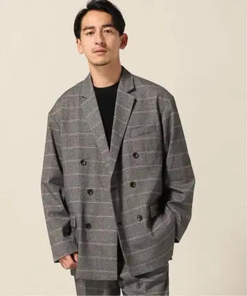CARREMAN 칼리맨 체크 슬라우치 더블 자켓