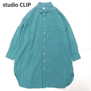 [ 새상품급 ] 스튜디오 클립 스트라이프 패턴 긴팔 튜닉 와이드 셔츠