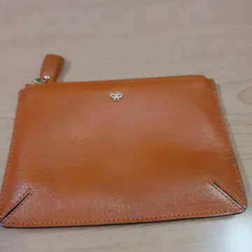 아냐 힌드마치 오렌지 가죽 지퍼 파우치