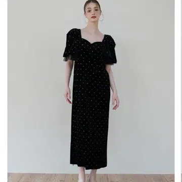 acka bijou dot velours dress